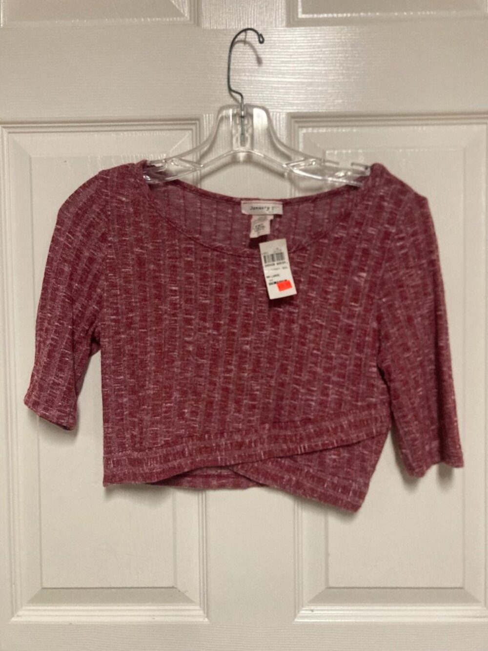 January 7 blouse casual sol short sleeve red size Large Women's